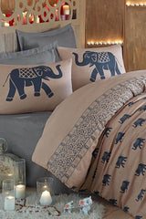 Blue Double Easy-Iron Duvet Cover Set Elephant - Swordslife