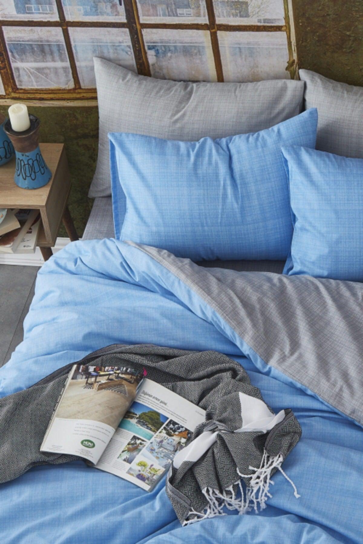 Blue Gray Double Sided Double Duvet Cover Set - Swordslife