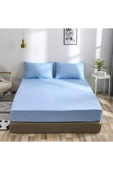 Blue Colored 100% Cotton Combed Cotton Single/Double Elastic Bed Sheet (7 DIFFERENT SIZES) - Swordslife