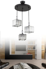 Maya 3 Piece Black K-10 Stone Chandelier