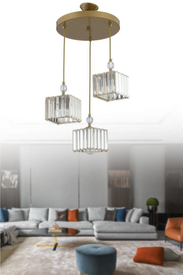 Maya 3 Piece Tumbled K-10 Stone Chandelier - Swordslife