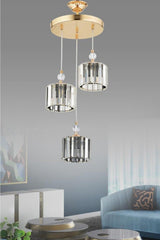 Maya 3 Pcs Gold Y-10 Crystal Stone Chandelier