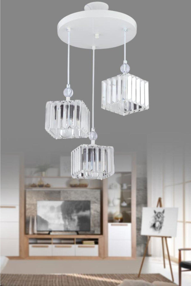 Maya 3 Piece White K-10 Stone Chandelier - Swordslife