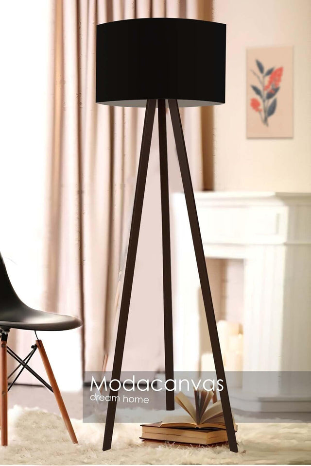 Mdf Floor Lamp - Black/brown - Swordslife