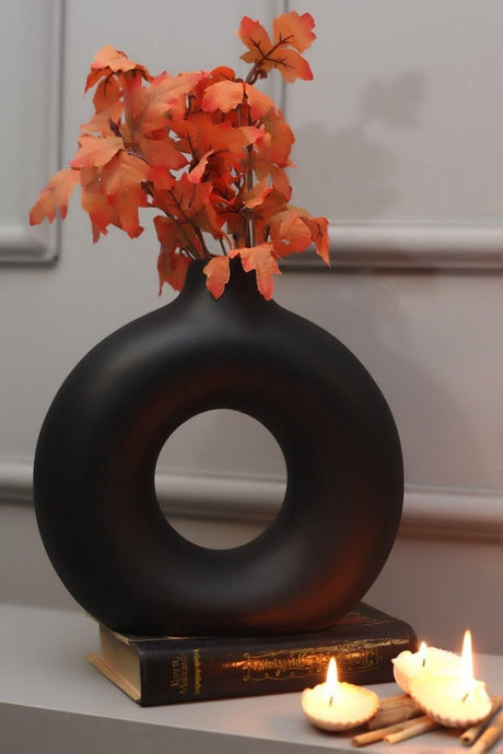 Mega Home Ring Vase Bohemian Vase Set of 2 Matte Black - Swordslife