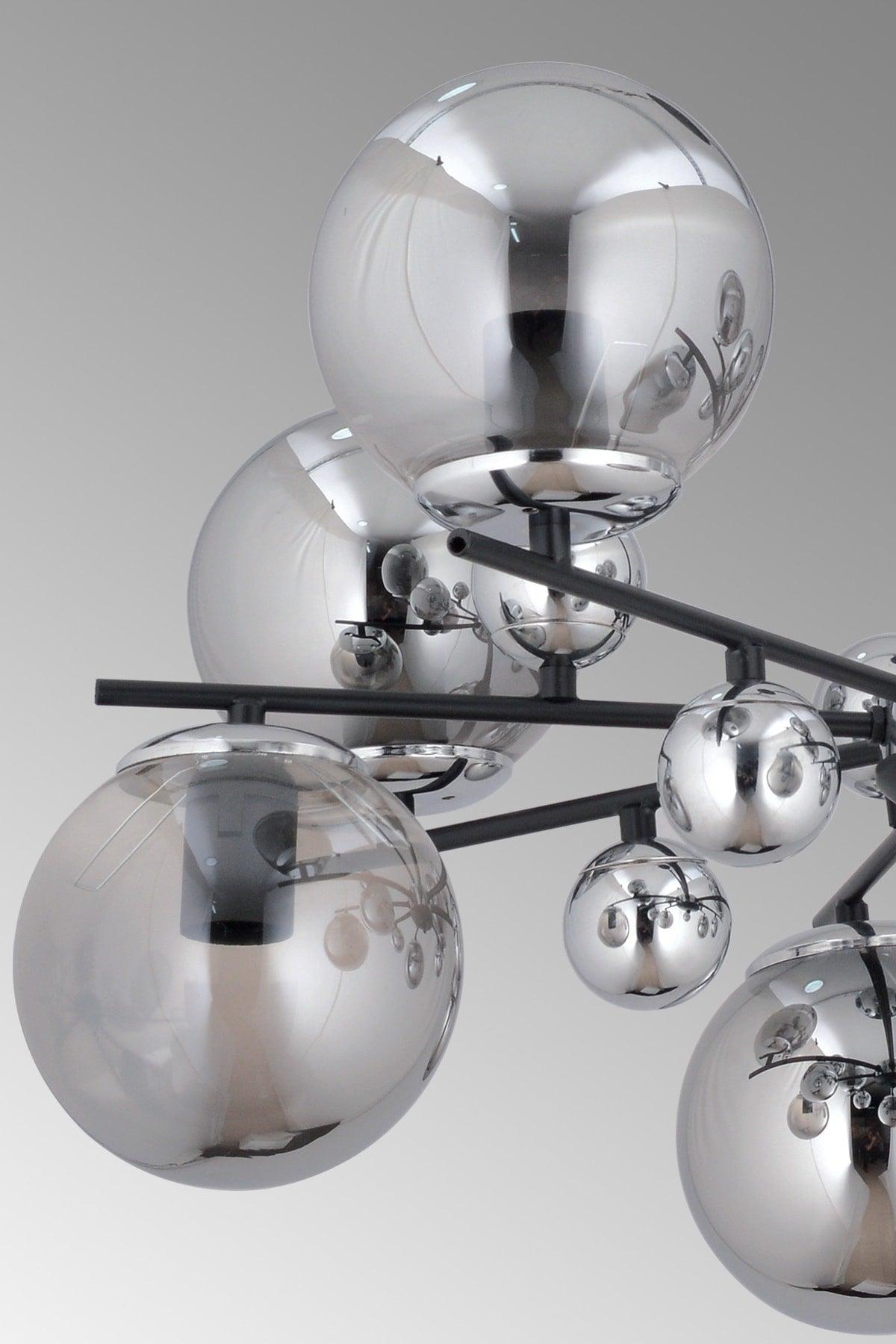 Melisa 8 Li Modern Smoked Globe Glass Pendant Lamp