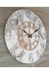 Marble Patterned Mirror And Gold Color Wall Clock Diameter 50 Cm - Swordslife