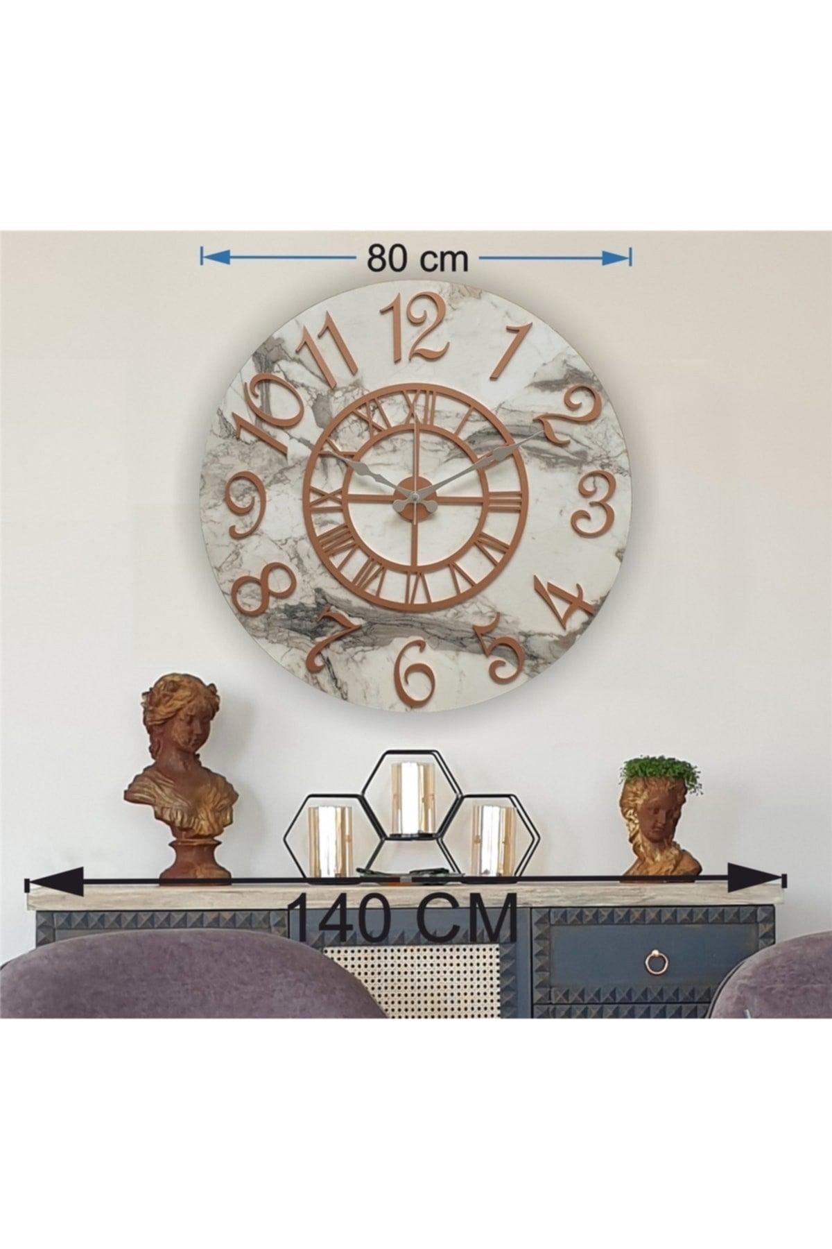 Marble Pattern Copper Color Wall Clock Diameter 80cm - Swordslife