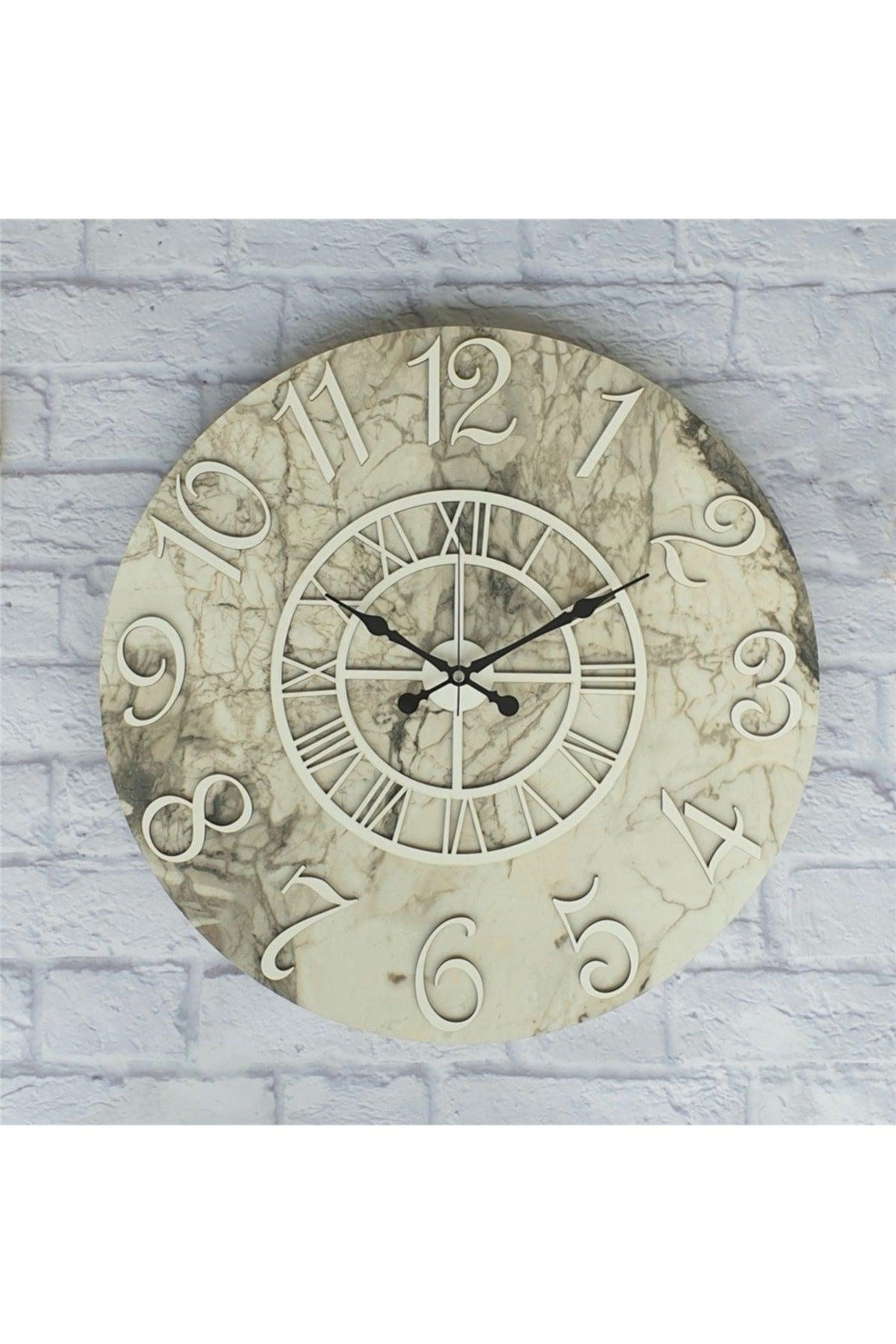 Marble Patterned White Color Wall Clock Diameter 80cm - Swordslife