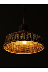 Merve 34x22 cm. Cream & Light Brown Rattan Pendant Lamp - Swordslife