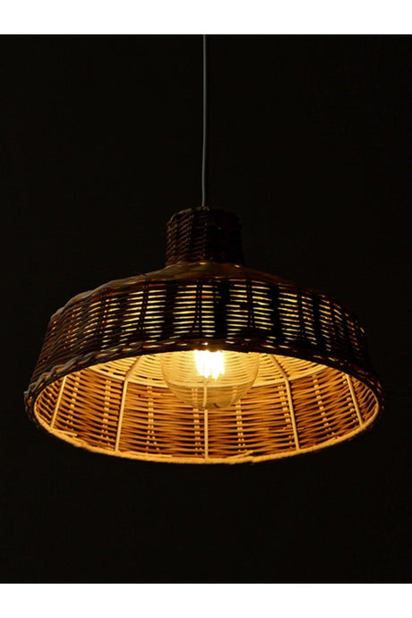 Merve 34x22 cm. Cream & Light Brown Rattan Pendant Lamp - Swordslife