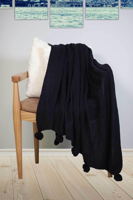 Knitted TV Blanket-Sofa Shawl Navy Blue