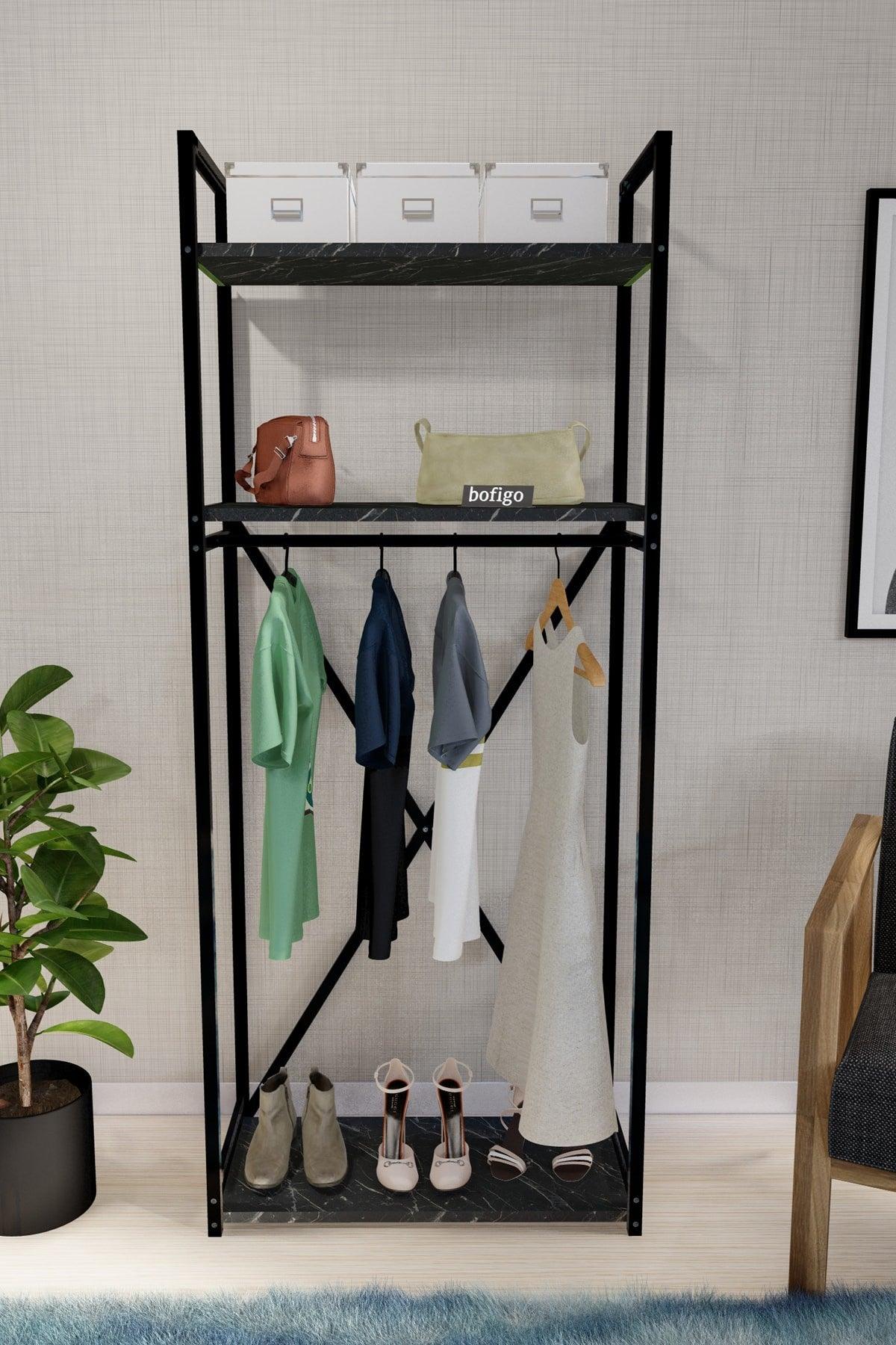 Metal Coat Rack Clothes Rack Cloakroom Shoe Rack Bendir - Swordslife