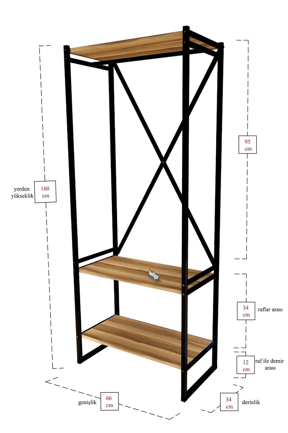 Metal Coat Rack Clothes Rack Cloakroom Shoe Rack Walnut - Swordslife