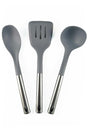 Metal Gray Silicone Scoop Spoon Spatula 3 Pieces