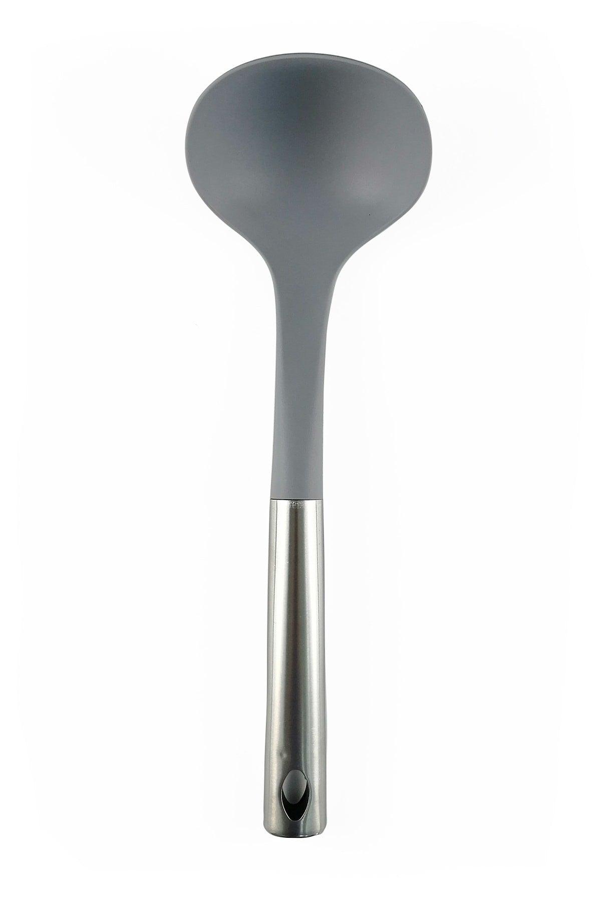 Metal Gray Silicone Scoop Spoon Spatula 3 Pieces