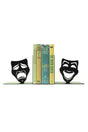 Metal Book Holder Comedy & Tragedy Figured Book Support, Decorative Bookshelf Book Support - Swordslife