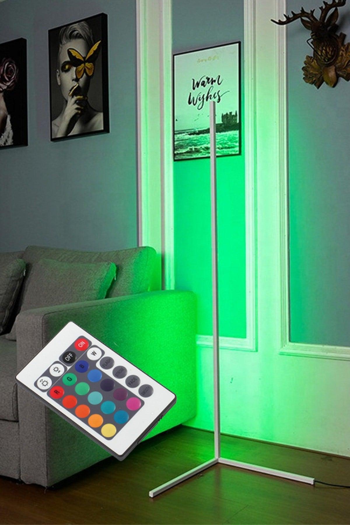 Metal Corner Night Light Multi Color Light Decorative Led Floor Lamp Full Rgb Feature White Case - Swordslife