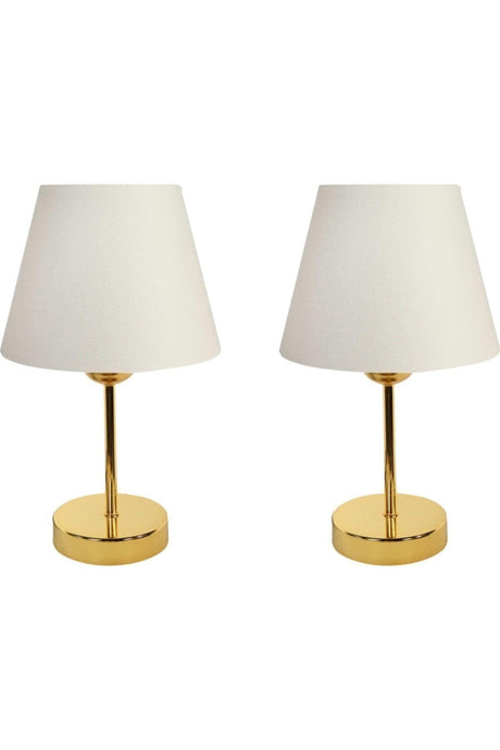 Metal Leg 2 Pcs Lampshade Table Lamp Lampshade Gold White - Swordslife