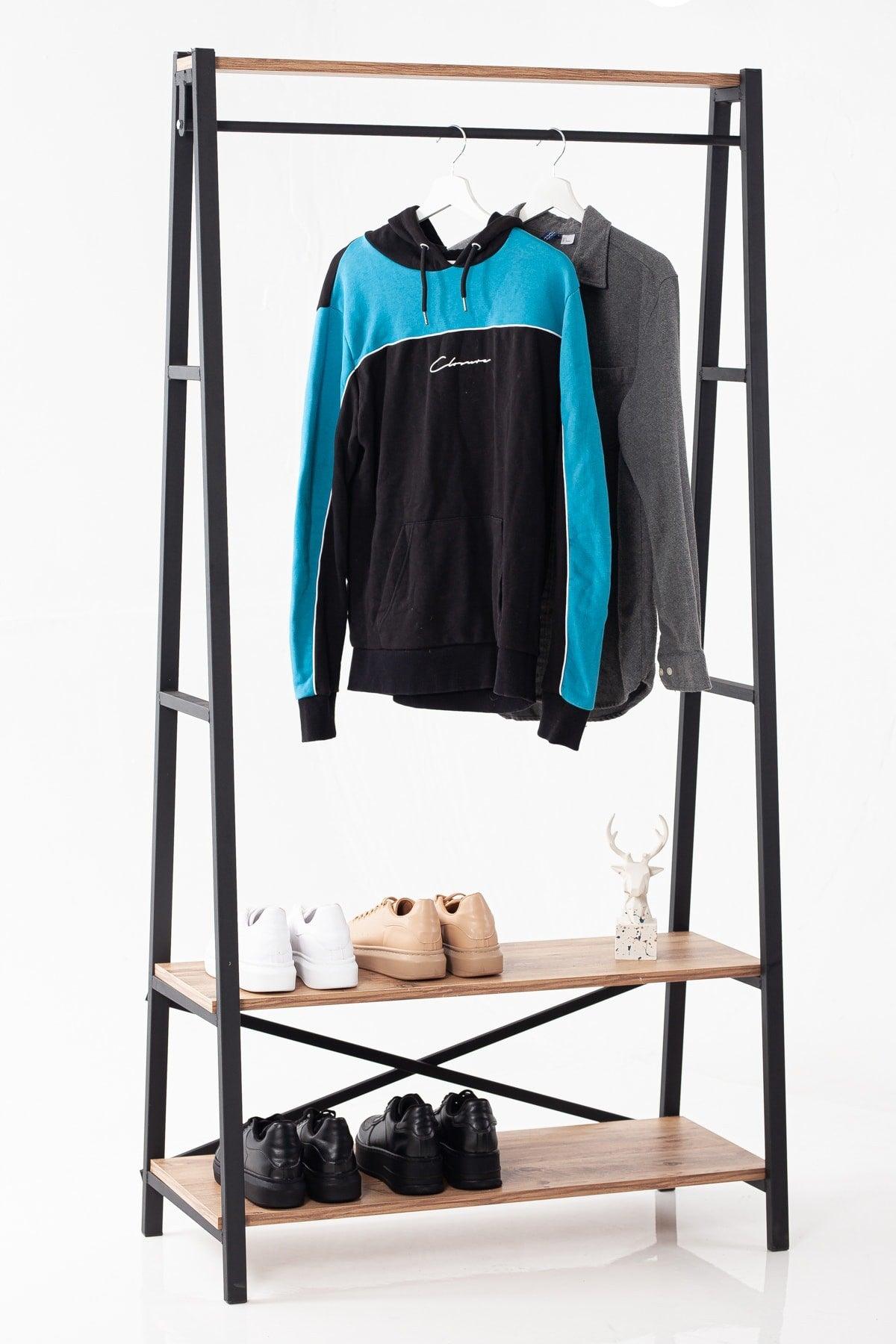 Metal Leg Clothes Rack With Shelf - Swordslife