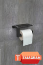 Metal Matte Black Toilet Paper Holder With Phone Shelf