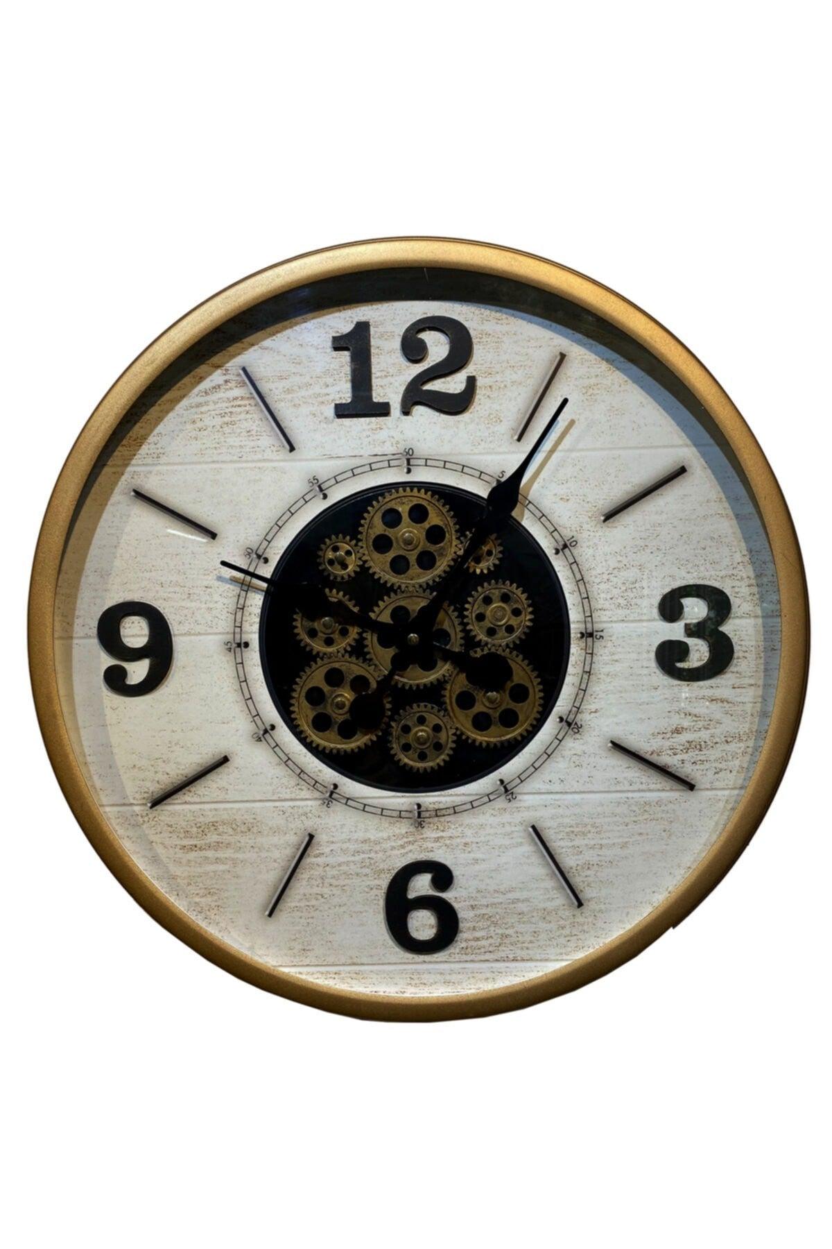 Rustic Wall Clock with Metal Oven Painted Glass and Active Wheel - Swordslife