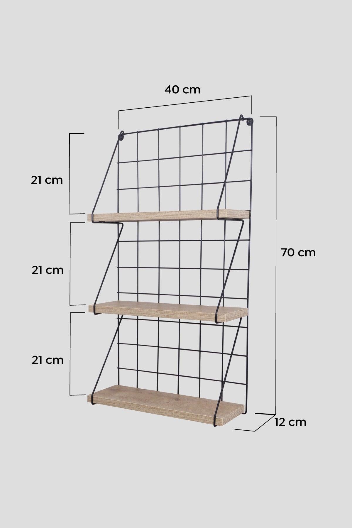 Metal Wooden 3 Shelves Wire Wall Shelf Bathroom