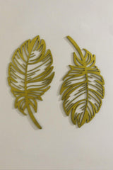 Metallic Gold Decorative Double Leaf Set Laser Cut Wooden Wall Decoration Product - Swordslife