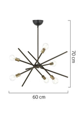 Meter 6 Pieces Black Antique Socket Pendant Lamp Modern Bedroom Kitchen Living Room Chandelier - Swordslife