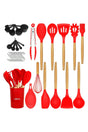 Mikla Heat Resistant Fireproof Non-Stick 33 Piece Silicone Spatula Kitchen Set Red - Swordslife