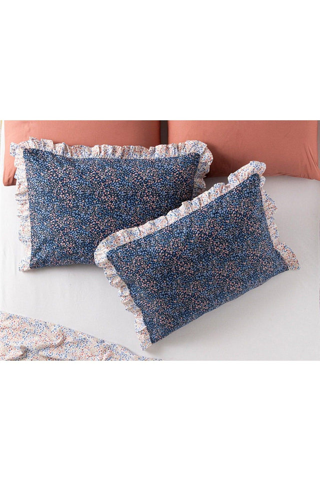 Millefleur Cotton 2-Pack Pillowcase 50x70 Cm Navy Blue - Swordslife