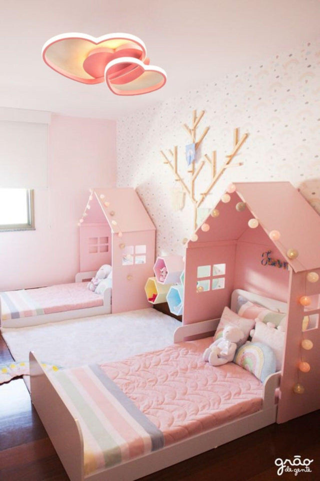 Mina Pink Heart Children's Room Led Chandelier - Swordslife