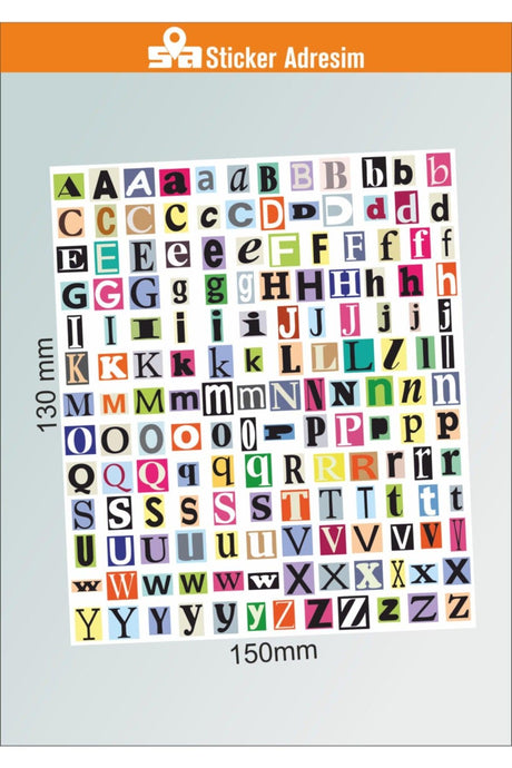 Mini Letters Sticker Set 156 Pcs Letters-