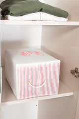 Mini Size Print Detailed Pink Striped Storage Bag 30 X 22 X 18 Cm - Swordslife