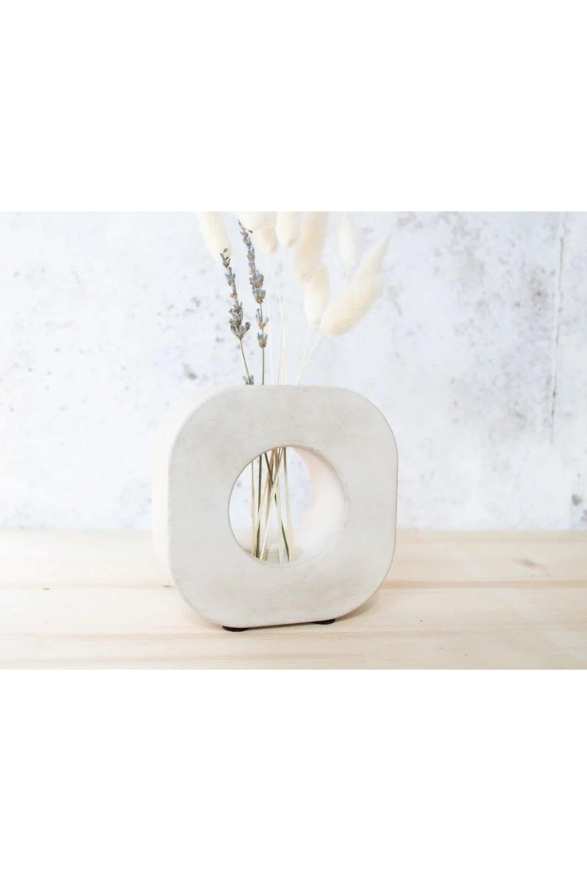 Minimalist Round Concrete Vase - Handmade Concrete Vase - Vase For Dry Flowers - Swordslife