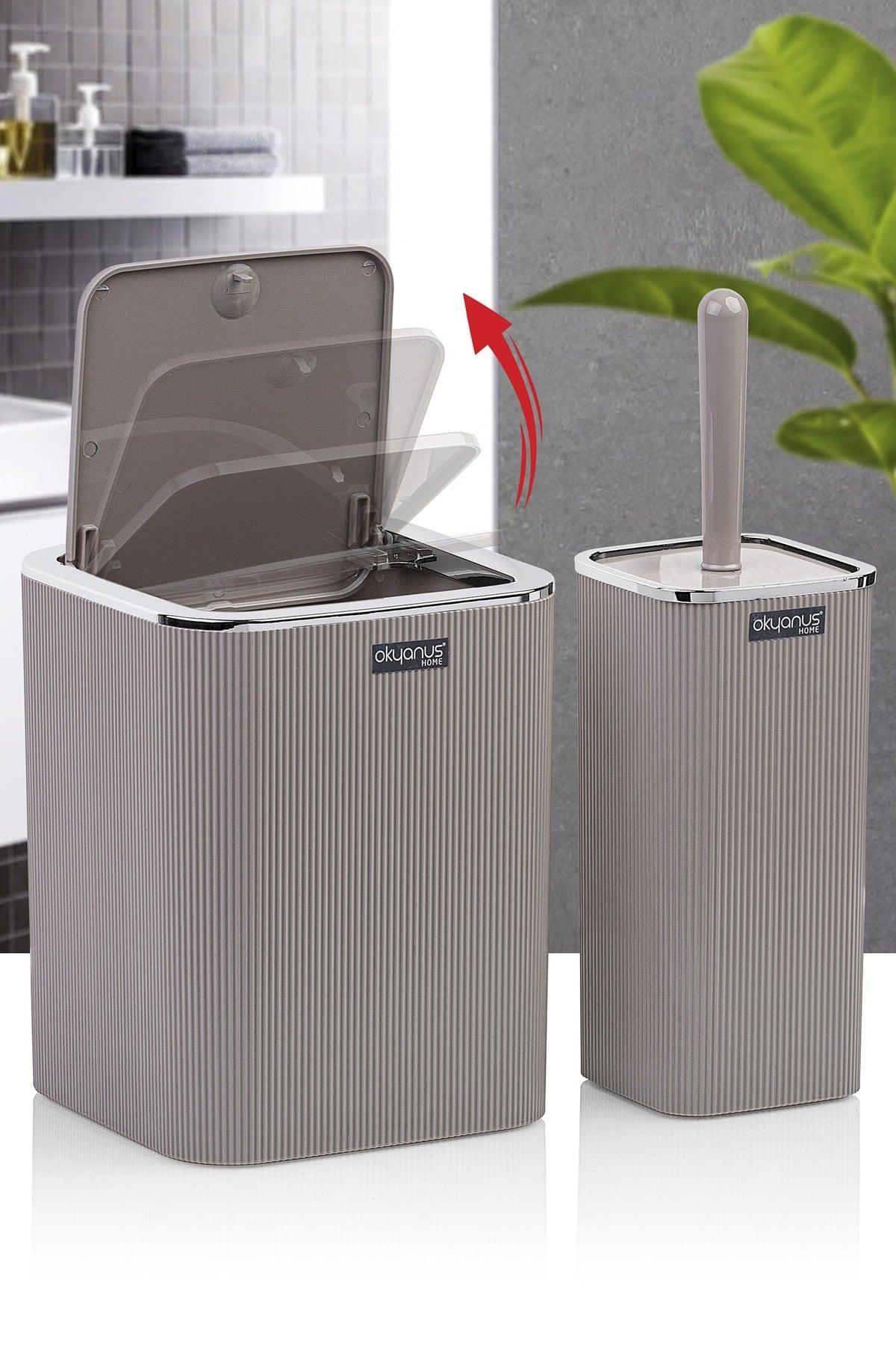 Mink Striped Chrome 2 Pcs Wc Bucket And Brush Set - Swordslife