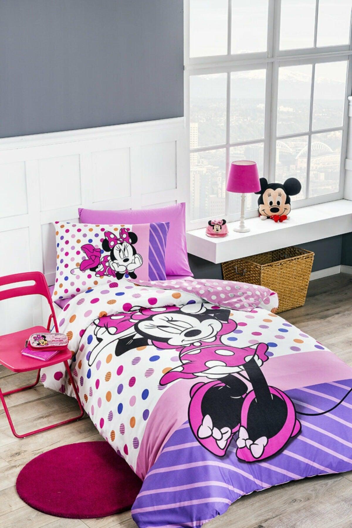 Minnie Mouse Trend Single Disney Licensed Elastic Fitted Bed Sheet Kids Duvet Cover Set - Swordslife