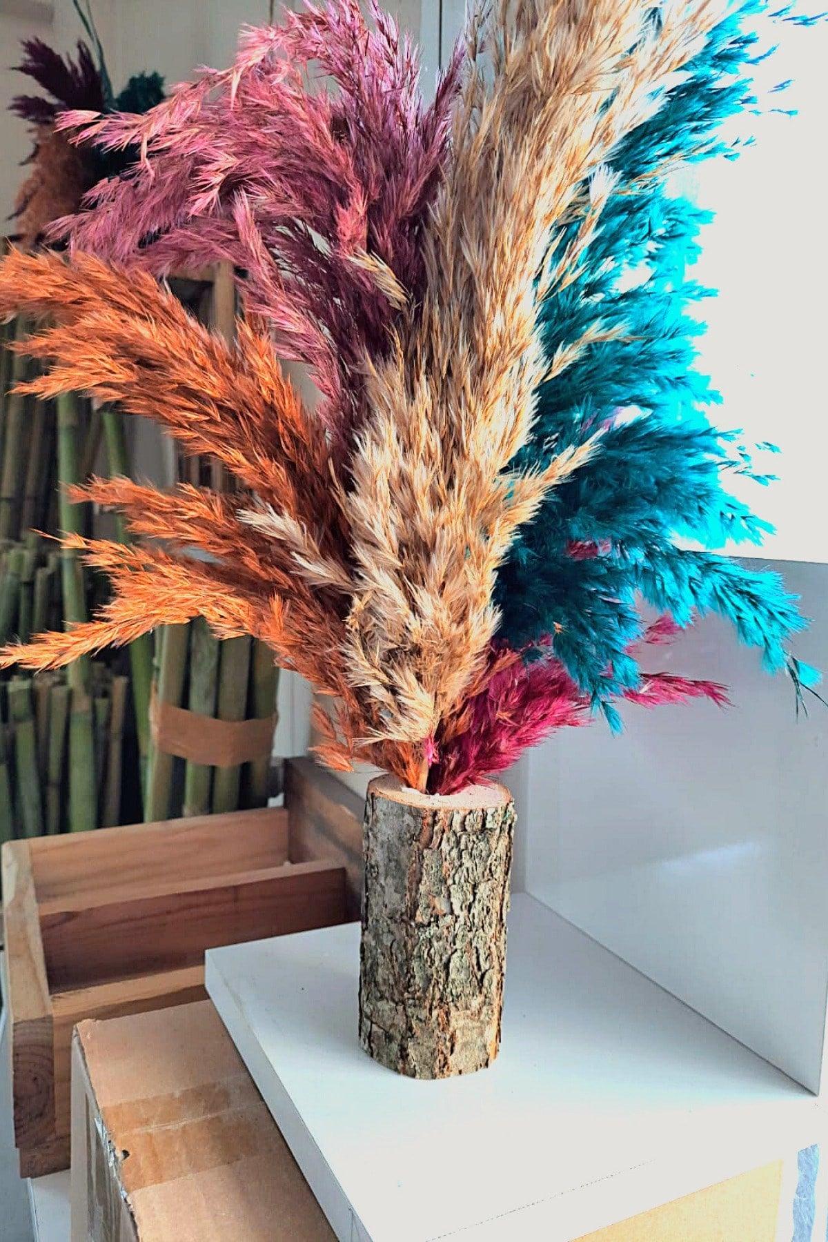 Mixed Decorative Natural Pampas Log Flower Pot, Event, Wedding & Entertainment Table Ornament & Decor - Swordslife