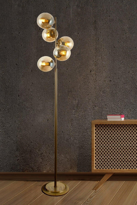 Modena 5 Li Tumbled Floor Lamp-Smoked Glass - Swordslife