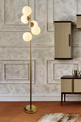 Modena 5 Li Tumbled Floor Lamp-white Glass - Swordslife