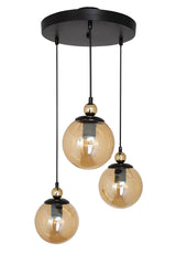 Modern Triple Alvina Round Honey Glass Pendant Lamp Chandelier - Swordslife