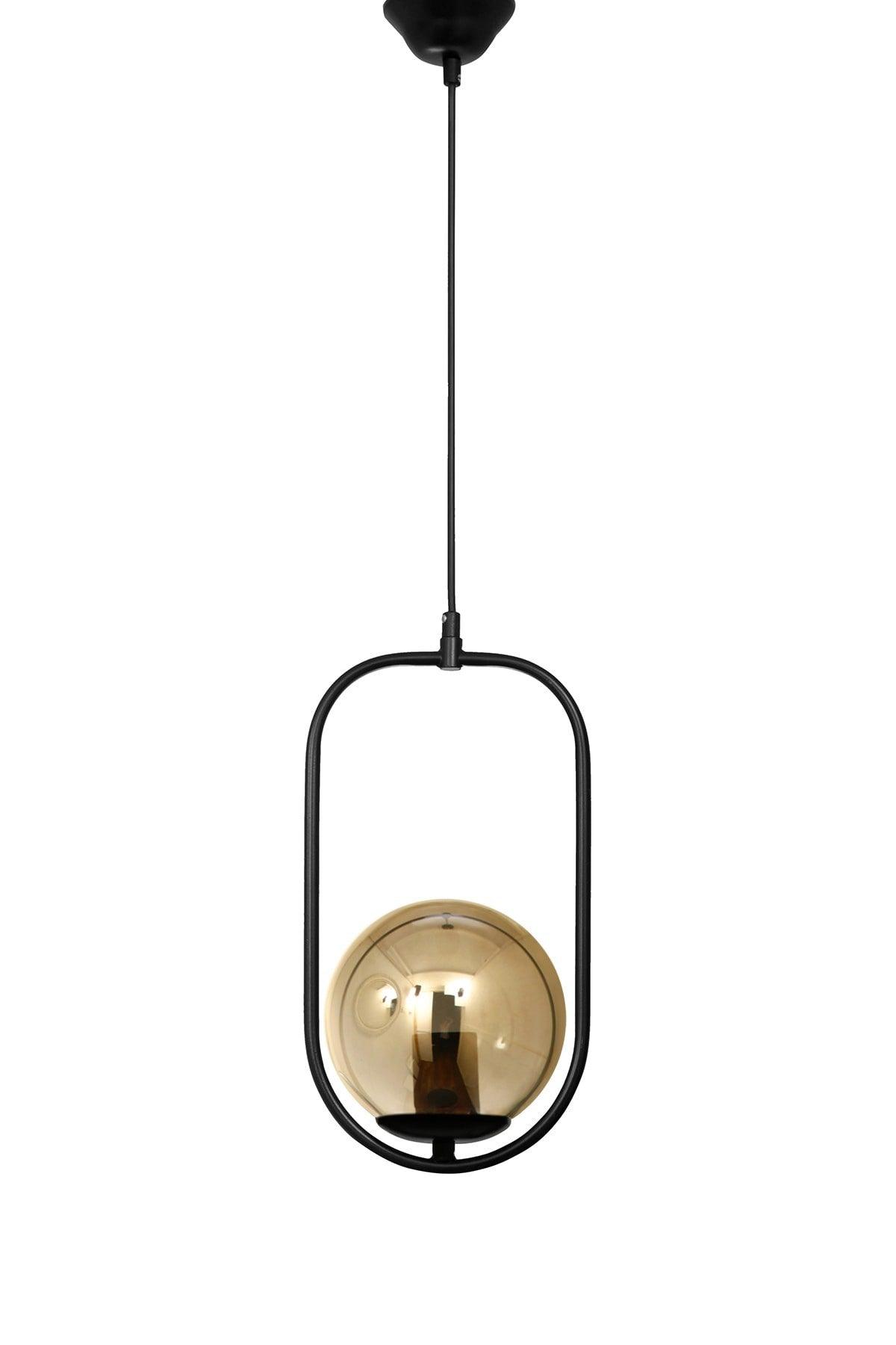 Modern Alure Single Honey Glass Black Chandelier - Swordslife