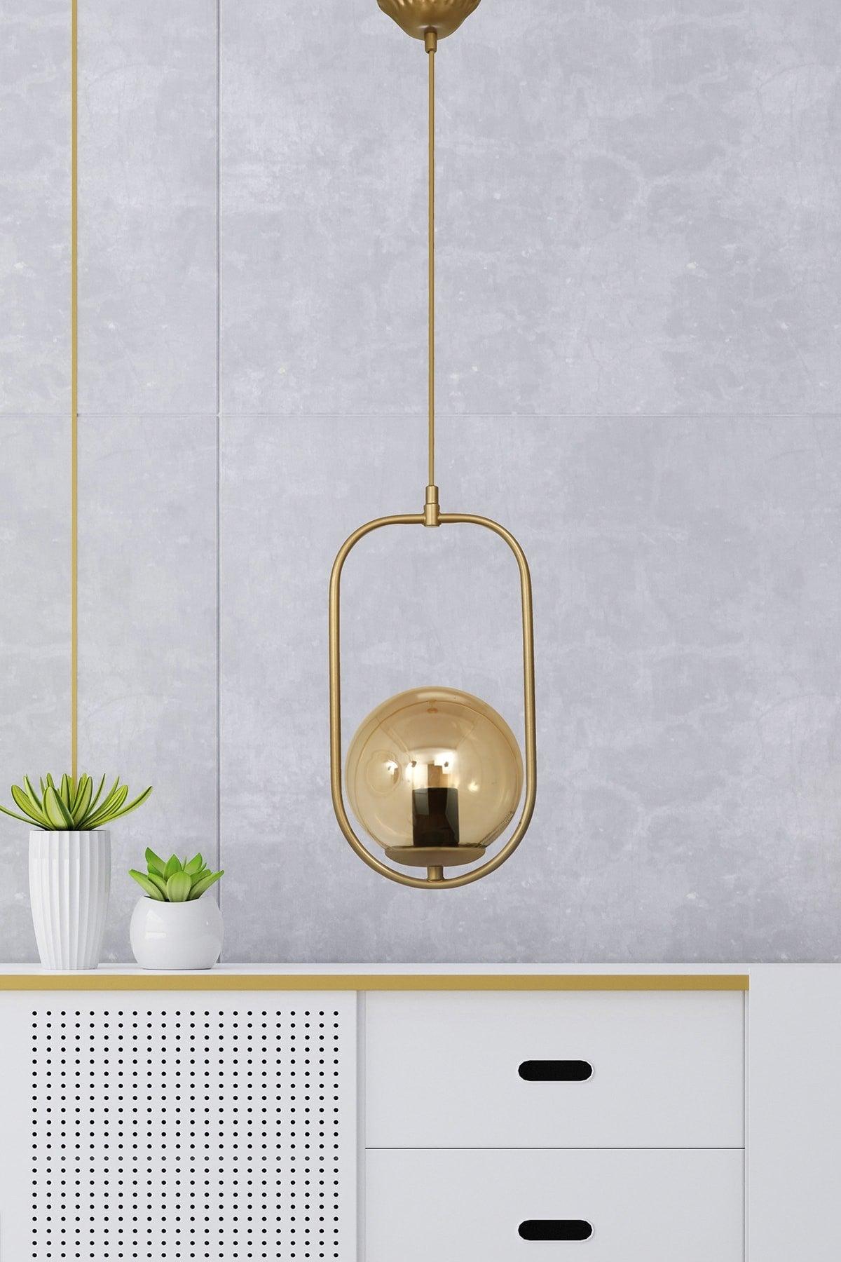 Modern Alure Single Honey Glass Tumbled Chandelier - Swordslife