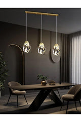 Modern Concept Crystal Glass Gold Detailed 3-Line Suspension Led - Swordslife