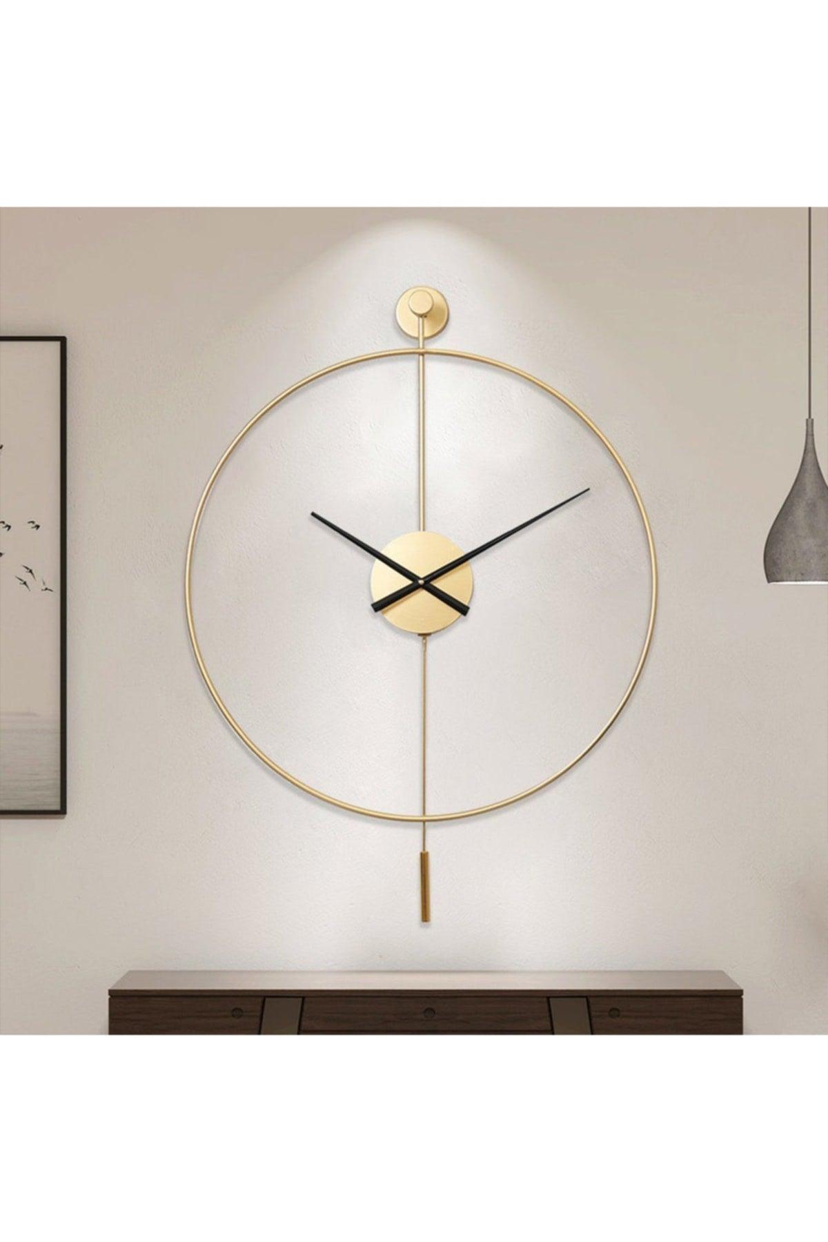 Modern Decorative Pendulum Tiktok Tumbled Gold Metal Wall Clock 60 Cm - Swordslife