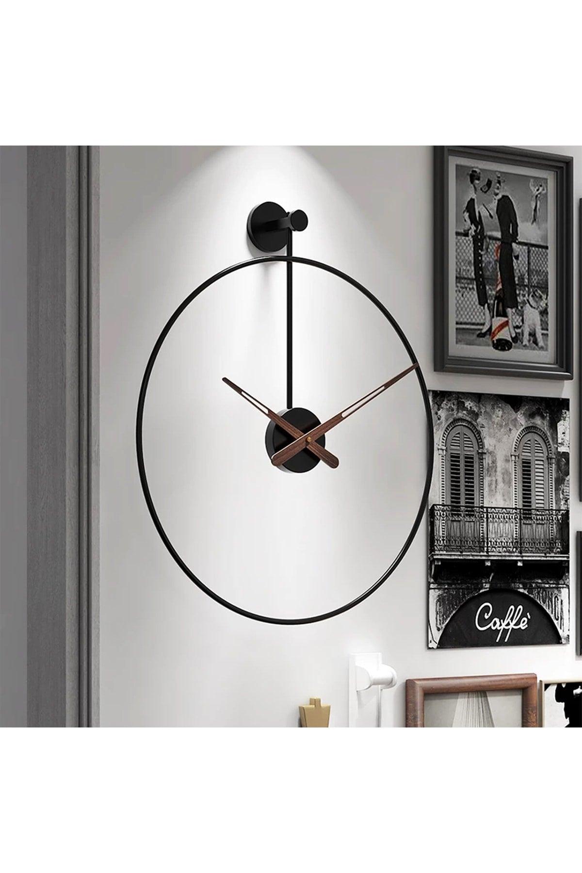 Modern Decorative Pendulum Tiktok Black Metal Wall Clock 60 Cm - Swordslife