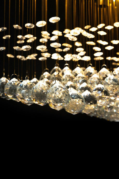 Modern Design 70*20 Cm / 6 Sockets Lux Model Crystal Stone Lined Chandelier - Swordslife