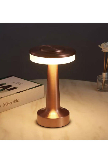 Modern Led Lampshade Table Lamp Touch 3 Modes Gradual Charged Copper Bronze - Swordslife