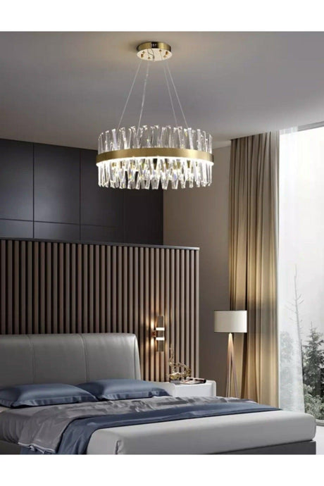 Modern Luxury Crystal Chandelier Crystal Stone Power Led Chandelier Bronze 50 pcs - Swordslife