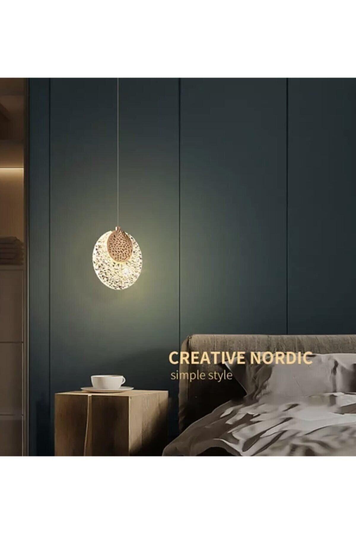 Modern Luxury Design Gold Detailed Pendant Lamp Single Led Chandelier - Swordslife